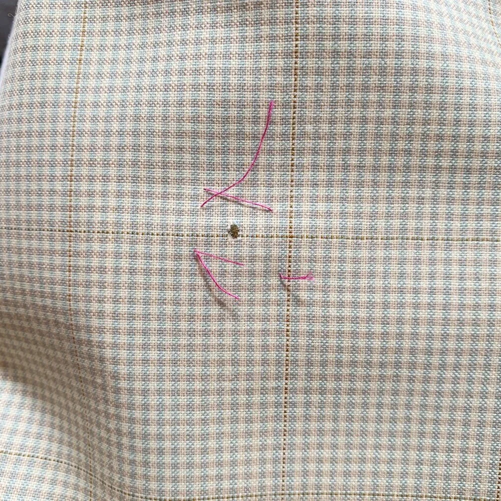 Pure Wool Taupe Blue Check Dibiella & Loro Piana Luxury Designer Fabric - Picture 13 of 14